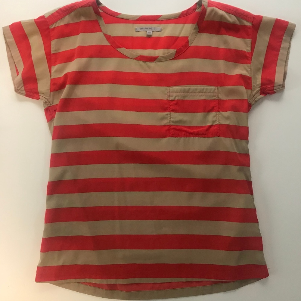 Tan and Coral Striped Top from GAP
